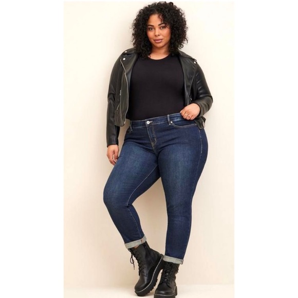 torrid Denim - TORRID BOYFRIEND STRAIGHT VINTAGE STRETCH MID RISE JEANS 20R DARK WASH RETRO Y2K